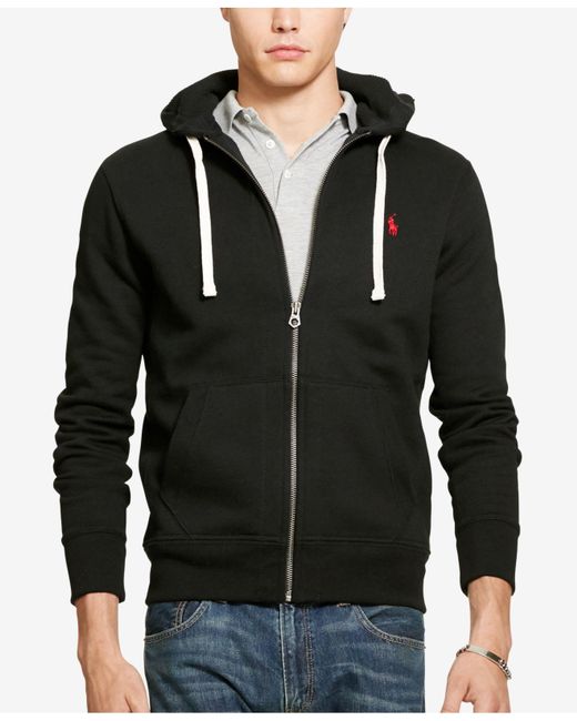 Polo Ralph Lauren Hoodie, Full Zip Hooded Fleece in Black for Men - Lyst