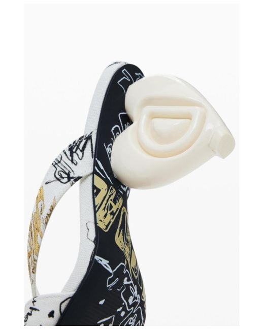 Desigual White Heart Heel Sandal
