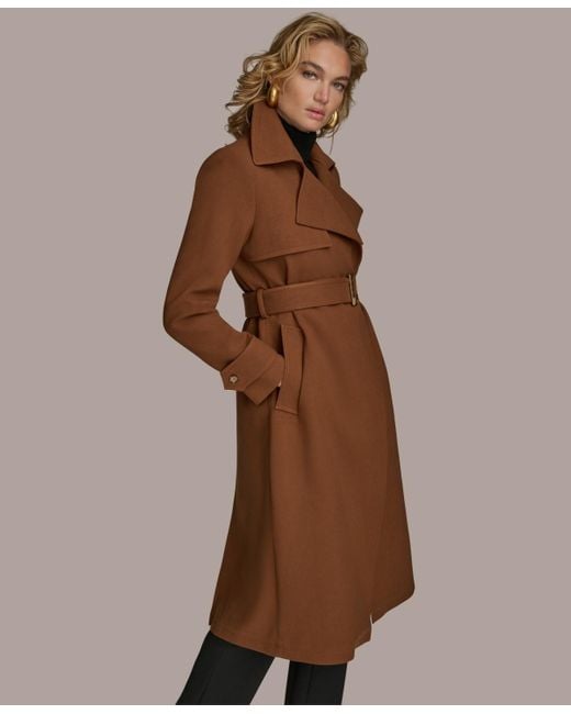 Donna Karan Brown Belted Notched-collar Trench Coat