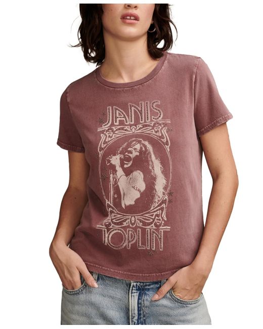 Lucky Brand Purple Janis Joplin Crewneck Cotton T-shirt