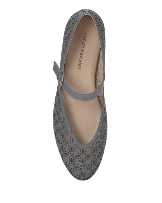 Lucky Brand Gray Cyrena Eyelet Mary Jane Ballet Flats