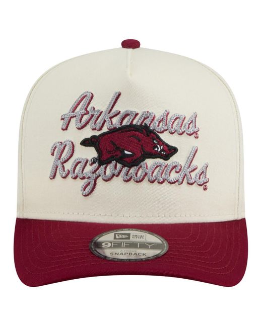 KTZ Multicolor Cream/cardinal Arkansas Razorbacks Vintage Chainstitch 9fifty A-frame Snapback Hat for men