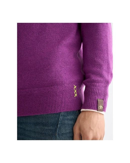 Scotch & Soda Purple Solid Crew Neck Sweater for men