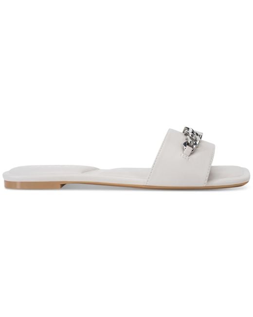 DKNY White Dania Flat Slide