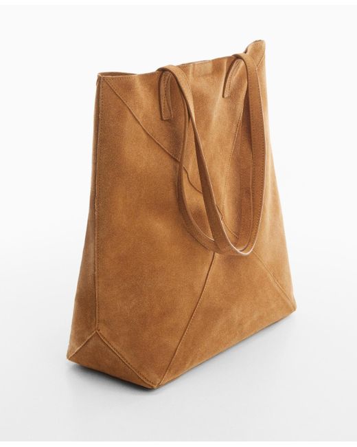 Mango Brown Leather Shopper Bag