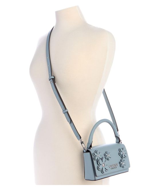 Guess Blue Zaria Mini Top Handle Flap Crossbody
