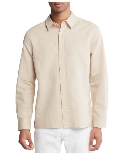 Calvin Klein White Classic-fit Textured Button-down Shirt for men