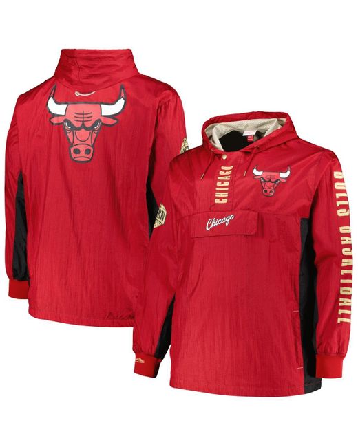 Mitchell & Ness Red Chicago Bulls Big And Tall Hardwood Classics Team Og 2.0 Anorak Hoodie Quarter-zip Windbreaker Jacket for men
