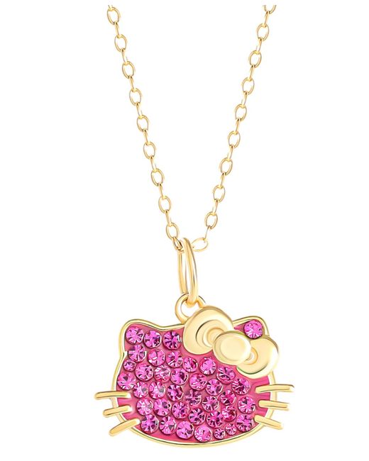 Macy's Pink Hello Kitty Fuchsia Crystal & Enamel Cluster Silhouette 18" Pendant Necklace