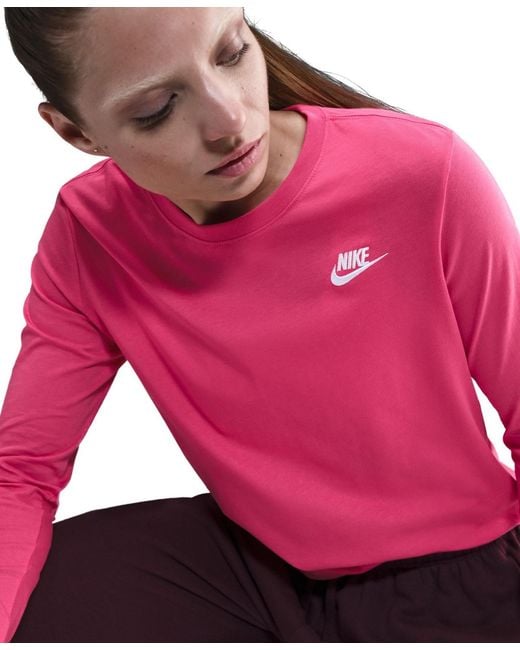 Nike Pink Sportswear Club Cotton Long-sleeve T-shirt