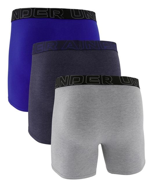 Under Armour Blue 3-pack Performance Solid 6" Boxer Briefs for men