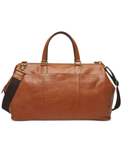Fossil Synthetic Defender Leather Duffle Bag in Cognac (Brown) for Men