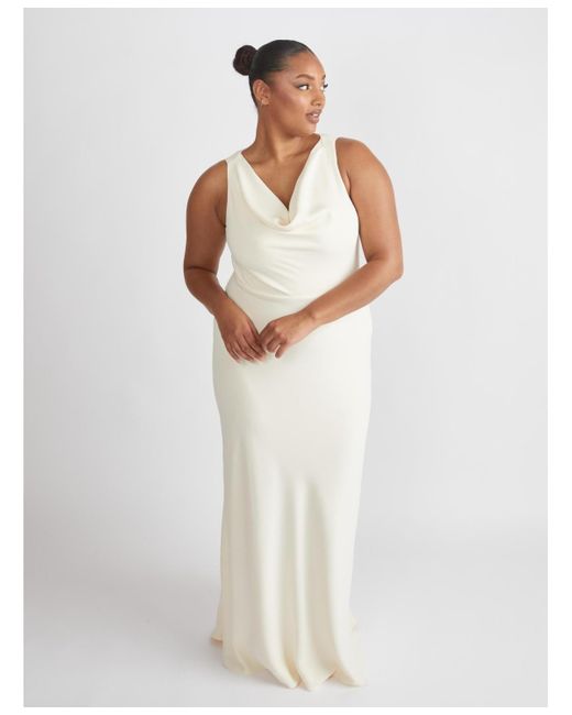 Six Stories White Cowl Front Crepe Bridesmaid Dress