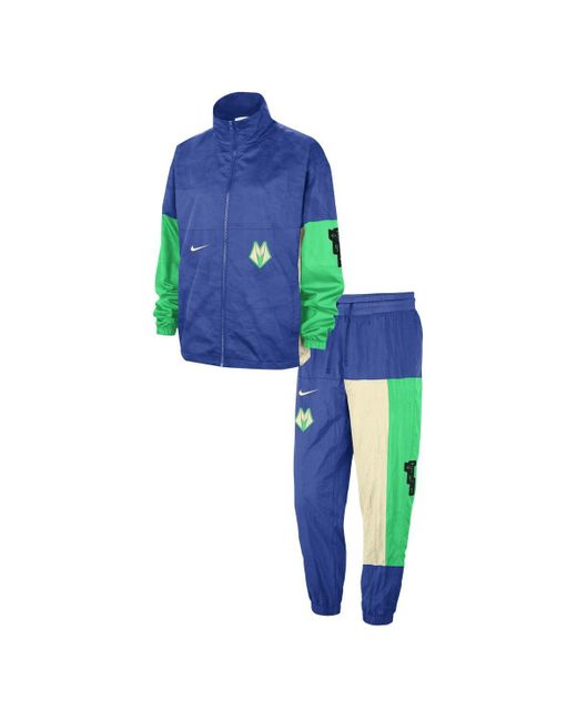 Nike Blue Milwaukee Bucks 2023/24 City Edition Courtside Starting Five Full-zip Jacket And Pants Set for men