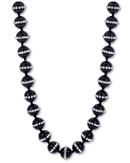 Macy's Metallic Onyx & Crystal Bead 18" Collar Necklace