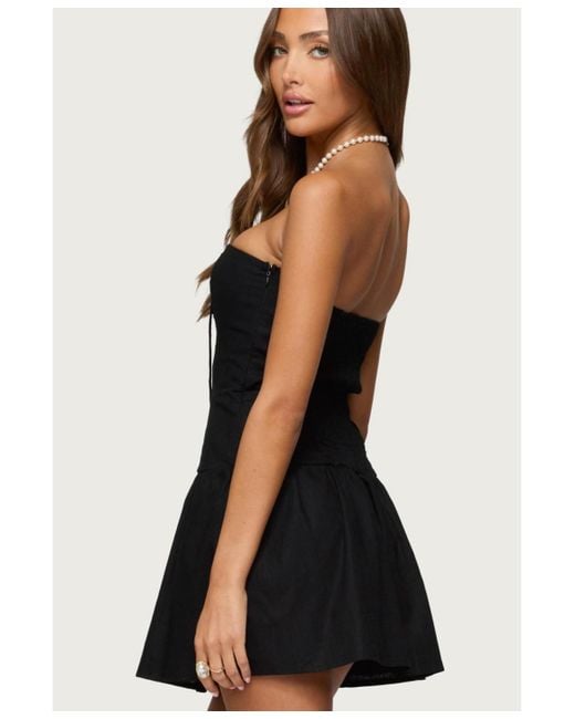 Edikted Black Cecelie Strapless Drop Waist Mini Dress