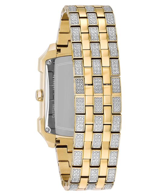 bulova men's crystal stainless steel quartz watch 98c109