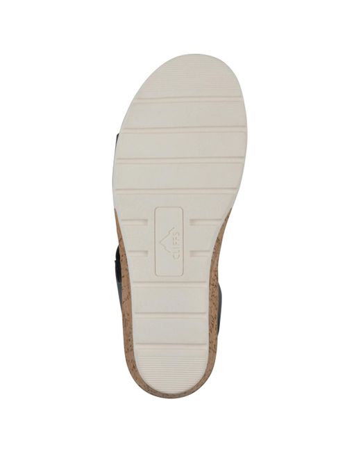 White Mountain Blue Tinnley Wedge Slip-on Sandals