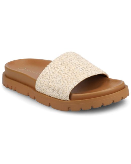 Journee Collection Brown Starr Slide Footbed Flat Sandals