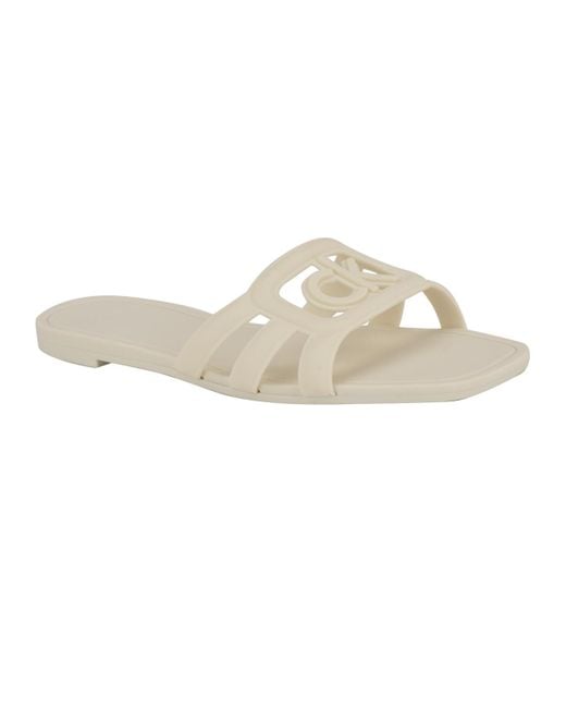 Calvin Klein White Yoana Logo Slip-on Jelly Flat Sandals