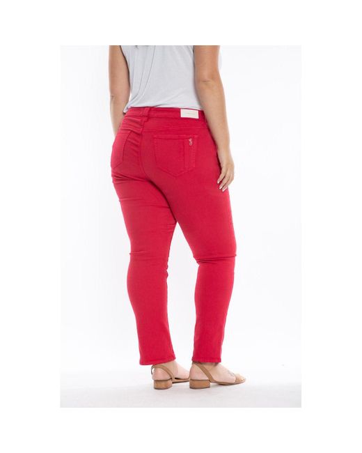 Slink Jeans Red Plus Size Color Mid Rise Slim Pants