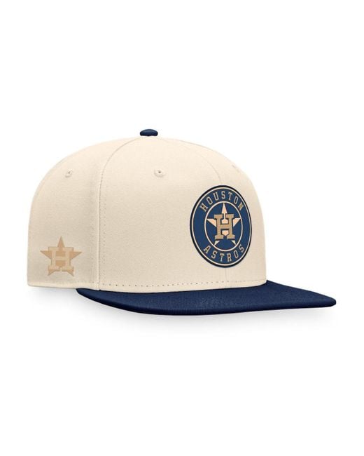 Fanatics Branded Natural, Navy Houston Astros Fitted Hat in White for Men