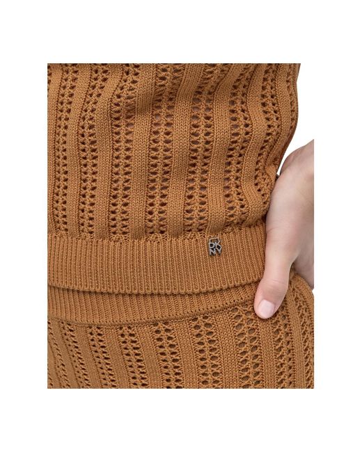 DKNY Brown Crewneck Pointelle-stitch Tank Sleeveless Sweater