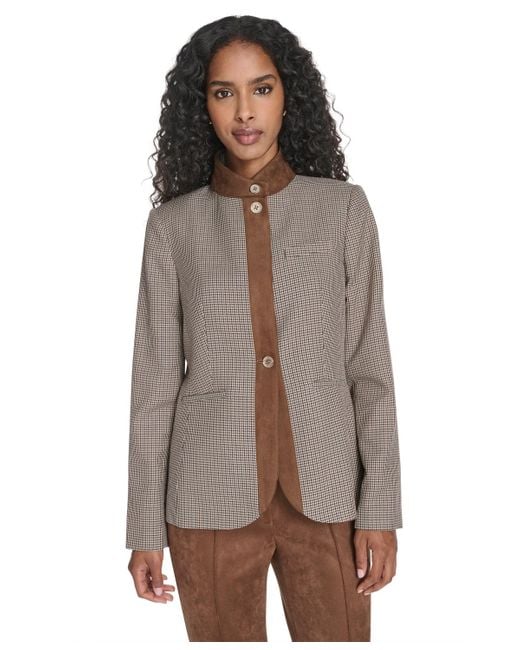 Tommy Hilfiger Brown Houndstooth Riding Jacket