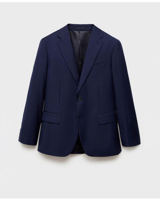 Mango Blue Slim-fit Wool Blazer