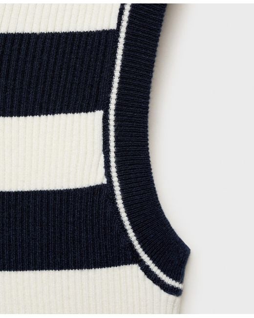 Mango Blue Striped Knit Top
