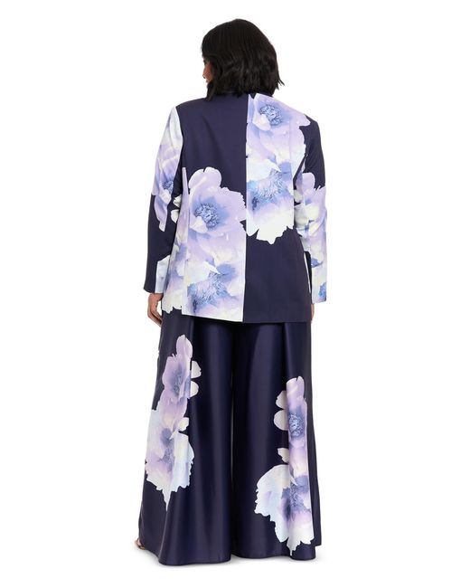 Muse Blue Plus Size Floral-print Jacket