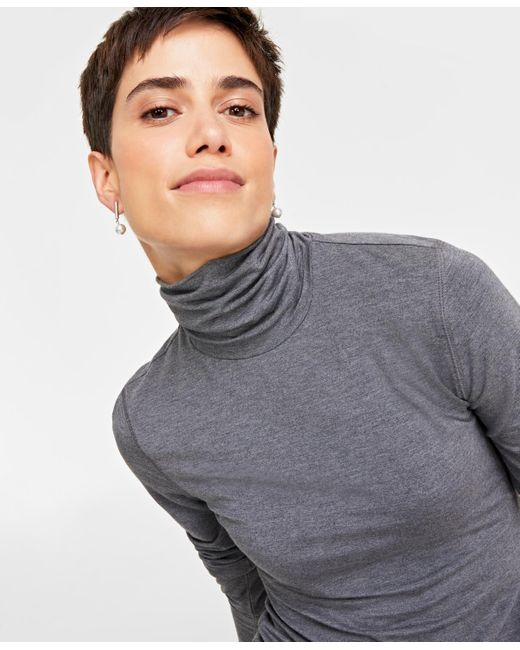 On 34th Gray Modal Long Sleeve Turtleneck