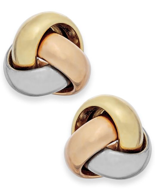Macy's Metallic Tri-tone Love Knot Stud Earrings