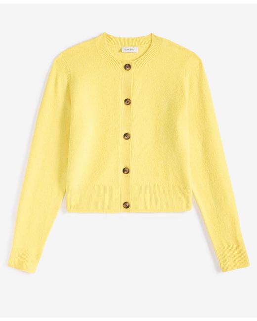 On 34th Yellow Crewneck Button-front Cardigan