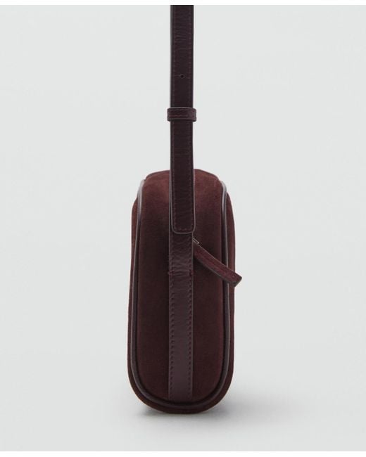 Mango Purple Suede Leather Shoulder Bag