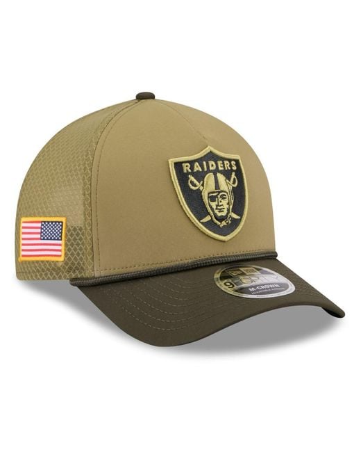 KTZ Green Las Vegas Raiders 2025 Salute To Service 9forty A-frame M-crown Adjustable Hat for men