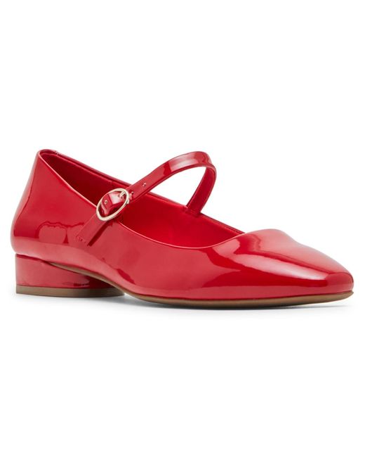 Anne Klein Red Calgary Mary Janes Square Toe Flats