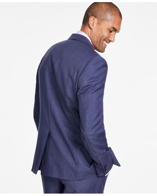 Michael Kors Blue Classic-fit Wool-blend Stretch Solid Suit Jacket for men