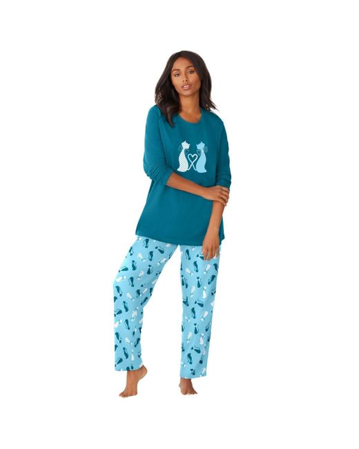 Dreams & Co. Blue Long Sleeve Knit Pj Set