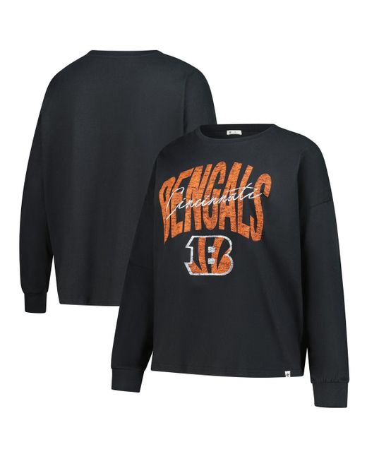 '47 Black Cincinnati Bengals Plus Size Muse Sydney Long Sleeve T-shirt