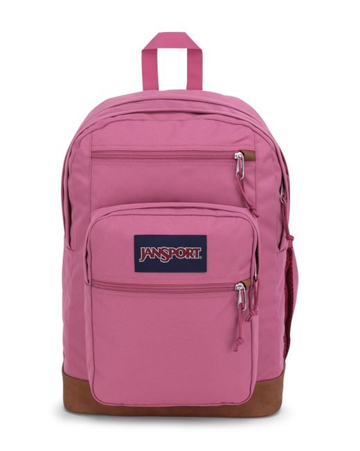 Pink and white jansport backpack hot sale