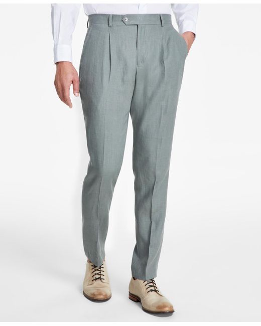 Tommy Hilfiger Blue Modern-fit Linen Suit Pants for men