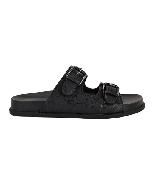 Calvin Klein Black Vibe Double Band Slip-on Flat Sandals