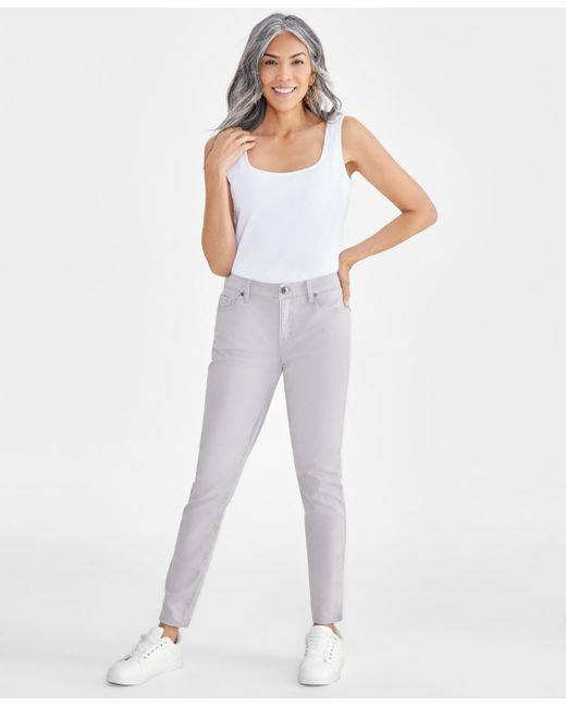 Style & Co. White Mid-rise Curvy Skinny Pants
