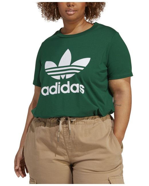 adidas Originals Trefoil Logo T-shirt in Green | Lyst