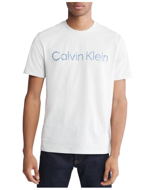 Calvin Klein White Short Sleeve Crewneck Faded Logo Graphic T-shirt for men