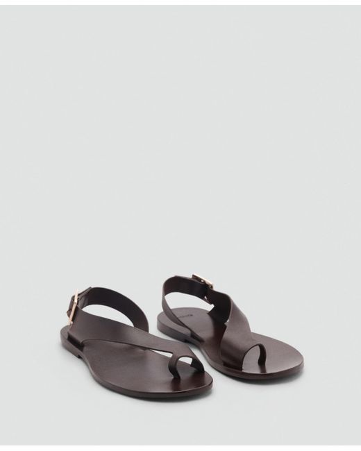 Mango White Cross Strap Leather Sandals