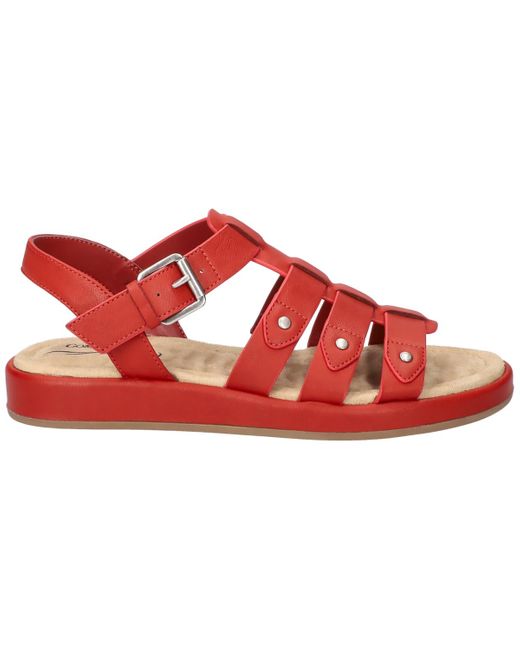 Easy Street Red Chirp Gladiator Buckle Sandals