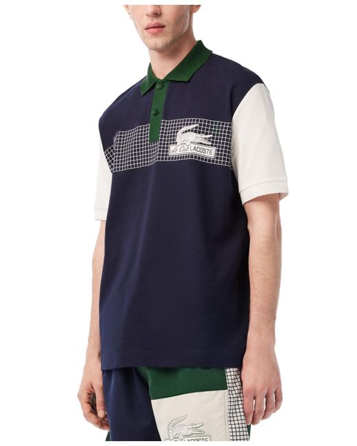 Lacoste Colorblocked Loose-fit Logo Polo in Blue for Men | Lyst