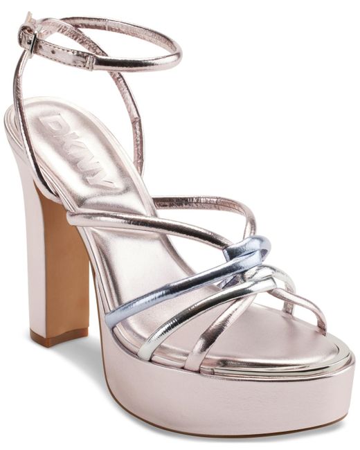 DKNY White Delicia Strappy Platform Dress Sandals